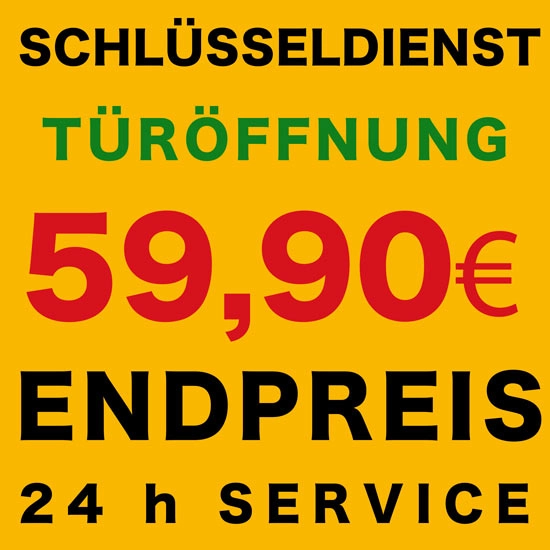 Schlüsseldienst Hannover Stöcken 2 Schluesseldienst Hannover Bild mit Preisangabe für Türöffnung: 59,90 €. Festpreis.
